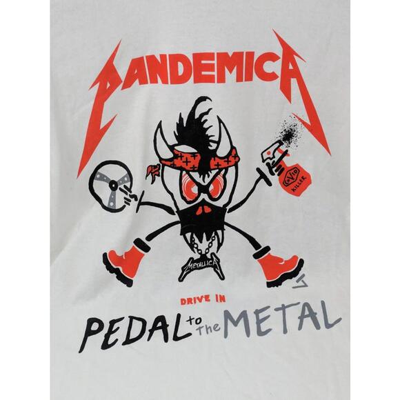 Metallica T Shirt Med White 2020 Drive In Tour Blackened News Pandemica Stream - Picture 2 of 7
